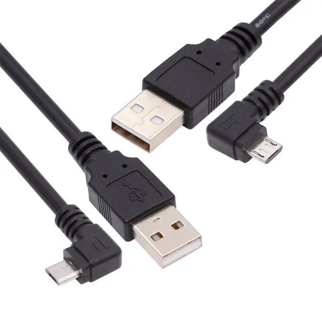 Alt view image 5 of 7 - USB 2.0 Type-A to 5V Micro USB 5Pin Power Charge Data Cable Left Right Angled for Phone Tablet Camera 150cm