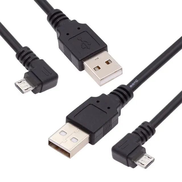 Alt view image 6 of 7 - USB 2.0 Type-A to 5V Micro USB 5Pin Power Charge Data Cable Left Right Angled for Phone Tablet Camera 150cm
