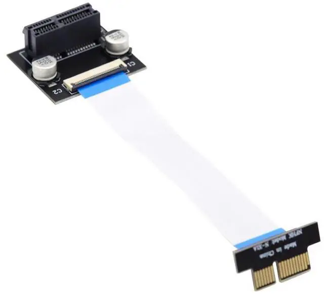 Main image of PCI-E Express 1X Slot Riser Card Extender Extension Angled Ribbon Flex Relocate Cable 10cm Low Profile