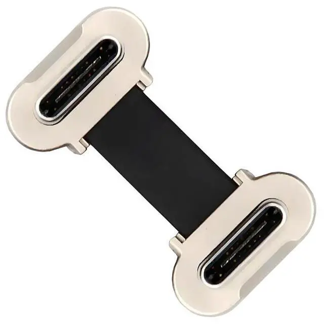 Main image of Ultra Slim Flat USB-C Type C to Dual Angled USB-C Power USB2.0 Data Cable 65W Fast Charge 2cm for Laptop Tablet Phone