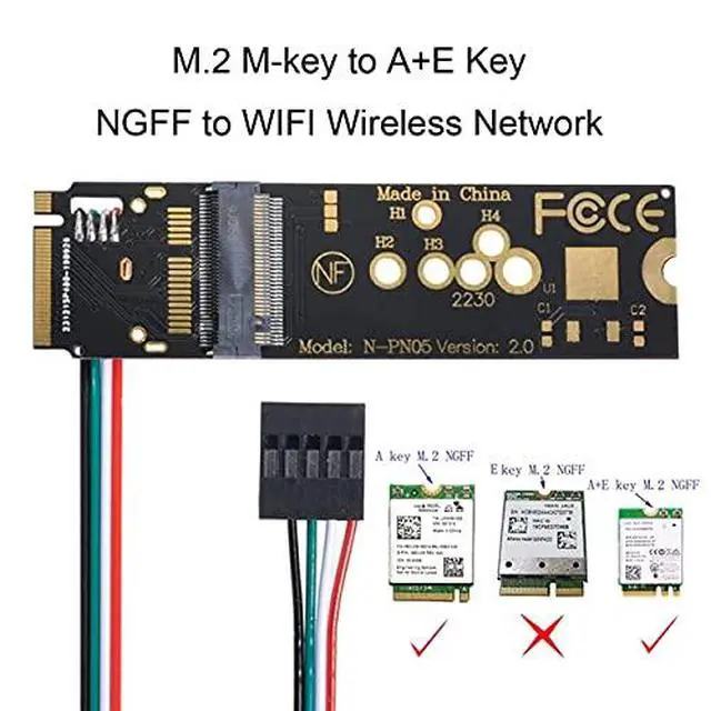 Alt view image 5 of 7 - NGFF A/E-Key WiFi Card to M.2 NGFF Key-M NVME SSD Adapter for AX200 6 5.1