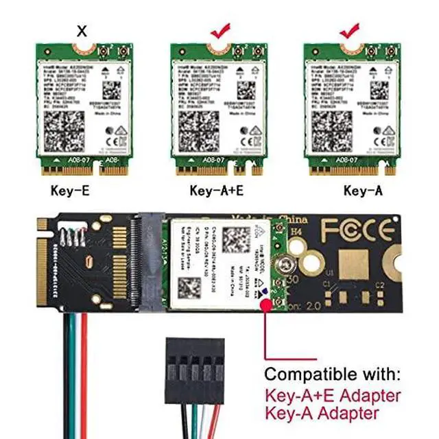 Alt view image 6 of 7 - NGFF A/E-Key WiFi Card to M.2 NGFF Key-M NVME SSD Adapter for AX200 6 5.1
