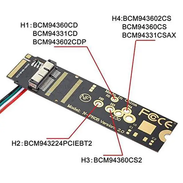 Alt view image 3 of 7 - BCM94360CD BCM94360CS BCM943602CS BCM94360CS2 WiFi Card to M.2 NGFF Key-M NVME SSD Adapter