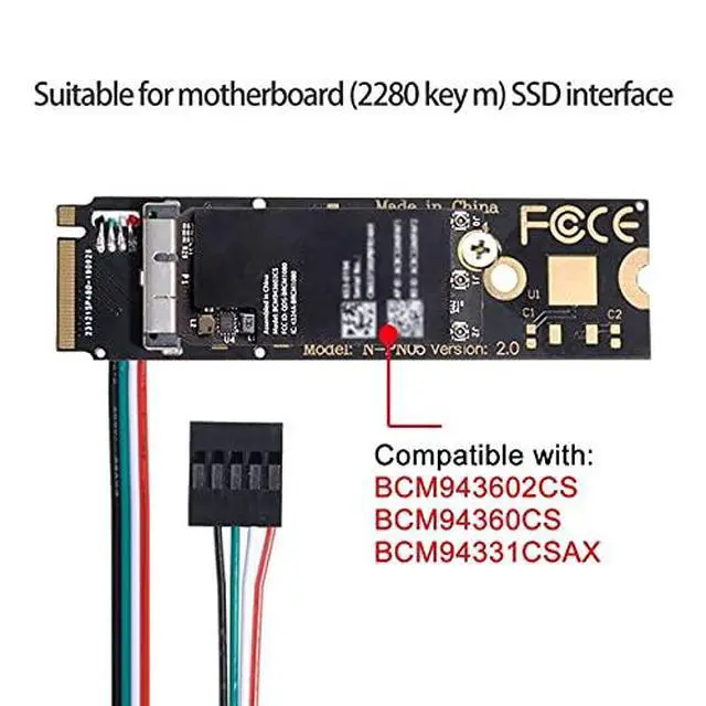 Alt view image 7 of 7 - BCM94360CD BCM94360CS BCM943602CS BCM94360CS2 WiFi Card to M.2 NGFF Key-M NVME SSD Adapter