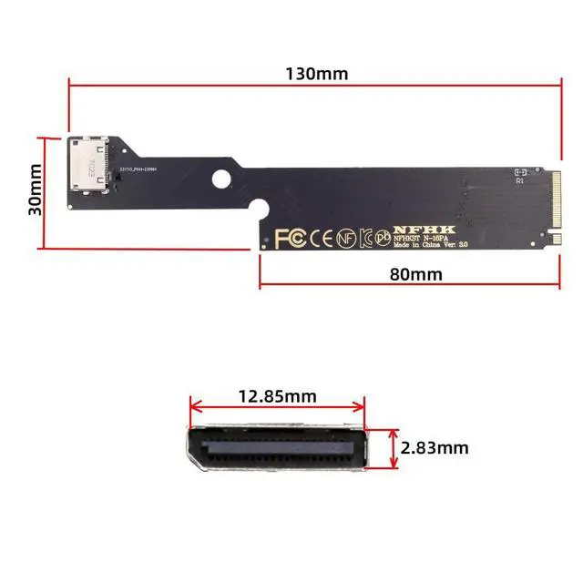 Alt view image 2 of 7 - PCI-E 3.0 M.2 M-Key to Oculink SFF-8612 SFF-8611 Host Adapter for External Graphics Card & SSD
