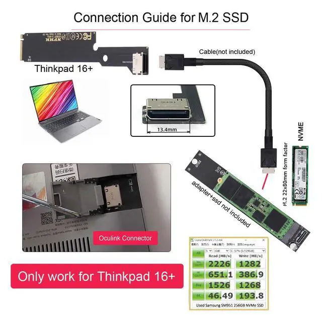 Alt view image 7 of 7 - PCI-E 3.0 M.2 M-Key to Oculink SFF-8612 SFF-8611 Host Adapter for External Graphics Card & SSD