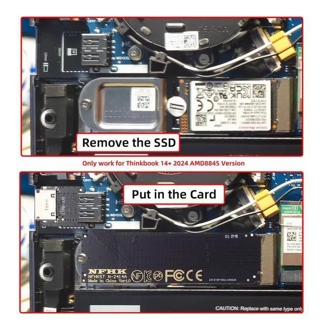 Alt view image 6 of 7 - M.2 M-Key PCI-E 4.0 to SFF-8612 SFF-8611 Oculink Host Adapter for 2024 ThinkBook 14+ AMD8845 External Graphics Card & SSD