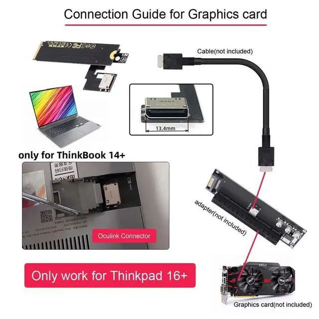 Alt view image 6 of 7 - PCI-E 3.0 M.2 M-Key to Oculink SFF-8611 SFF-8612 Host Adapter for ThinkBook 14+ External Graphics Card & SSD