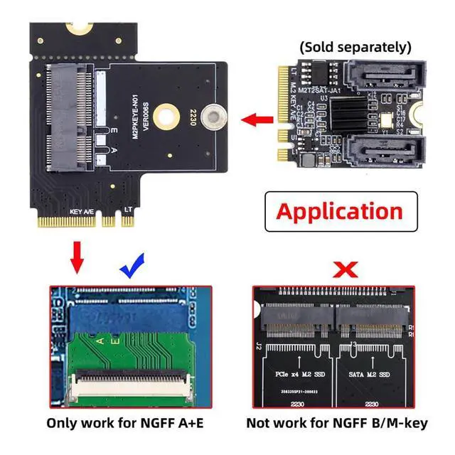 Alt view image 2 of 7 - PCI Express NGFF Key A+E Male to Female Low Profile 90 Degree Right Angled Adapter Extension Card Riser
