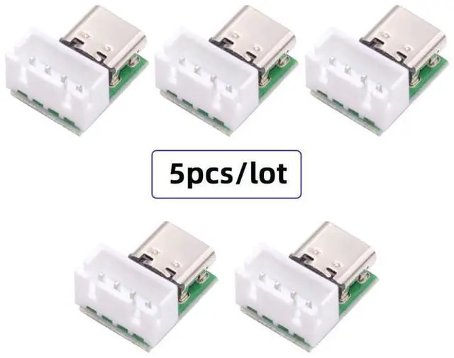 Alt view image 2 of 7 - 5pcs USB2.0 Pinout DC 5V Power DIY OEM Type C Female Socket Connector to 4Pin Pitch=2.54mm Wafer Socket Vertical