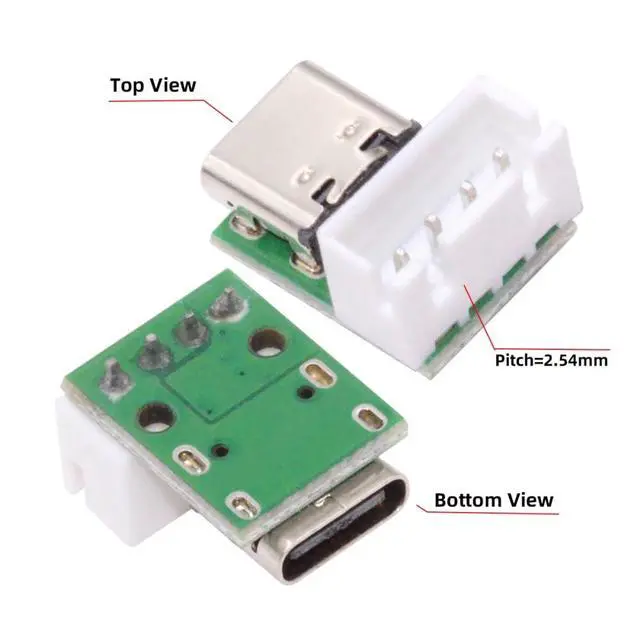 Alt view image 6 of 7 - 5pcs USB2.0 Pinout DC 5V Power DIY OEM Type C Female Socket Connector to 4Pin Pitch=2.54mm Wafer Socket Vertical