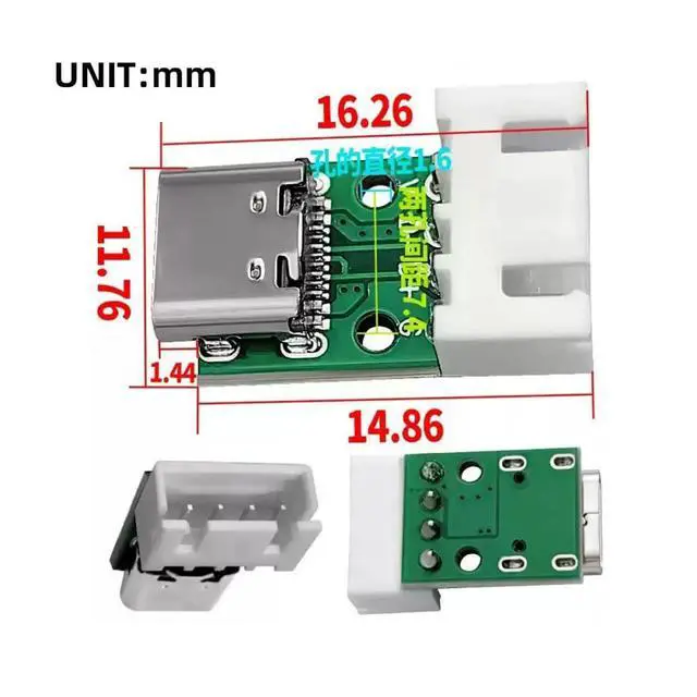 Alt view image 5 of 7 - 5pcs USB2.0 Pinout DC 5V Power DIY OEM Type C Female Socket Connector to 4Pin Pitch=2.54mm Wafer Socket Horizontal
