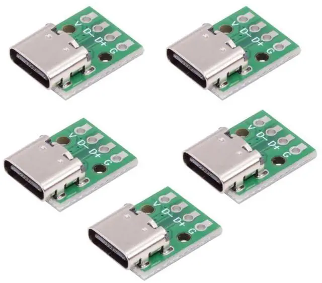 Main image of 5PCS Type-C Female DIY OEM Connector with PCBA 4pin USB2.0 Pinout Contact (Solder Wire Type)