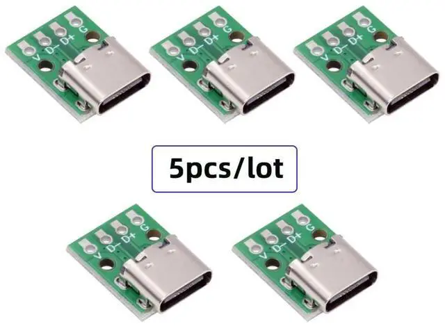 Alt view image 2 of 7 - 5PCS Type-C Female DIY OEM Connector with PCBA 4pin USB2.0 Pinout Contact (Solder Wire Type)