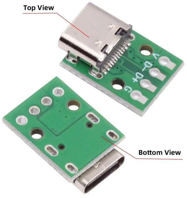 Alt view image 6 of 7 - 5PCS Type-C Female DIY OEM Connector with PCBA 4pin USB2.0 Pinout Contact (Solder Wire Type)
