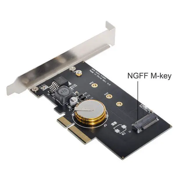 Alt view image 3 of 7 - PCI-E 3.0 x4 to M.2 NGFF M Key SSD Nvme Card Adapter PCI Express with Power Failure Protection 4.0F Super Capacitor