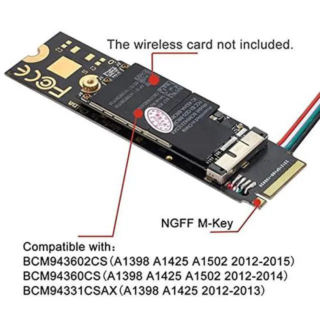 Alt view image 4 of 7 - BCM94360CD BCM94360CS BCM943602CS BCM94360CS2 WiFi Card to M.2 NGFF Key-M NVME SSD Adapter