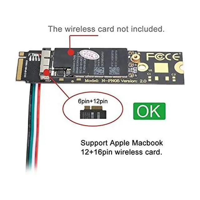 Alt view image 5 of 7 - BCM94360CD BCM94360CS BCM943602CS BCM94360CS2 WiFi Card to M.2 NGFF Key-M NVME SSD Adapter