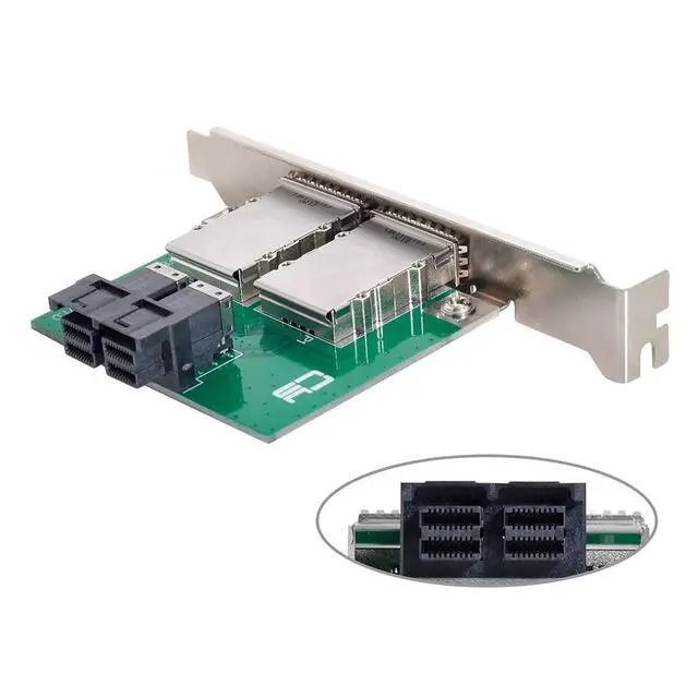 Alt view image 7 of 7 - Dual Ports Mini SAS SFF-8088 to Internal SAS HD SFF-8643 PCBA Female Adapter with Low Profile Bracket