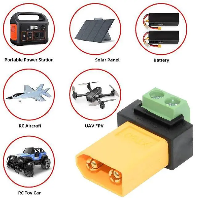 Alt view image 7 of 7 - XT60 Male Fast Charging to Solderless 2Pin Contacts Terminal Female Adapter for DIY OEM Repair Connector