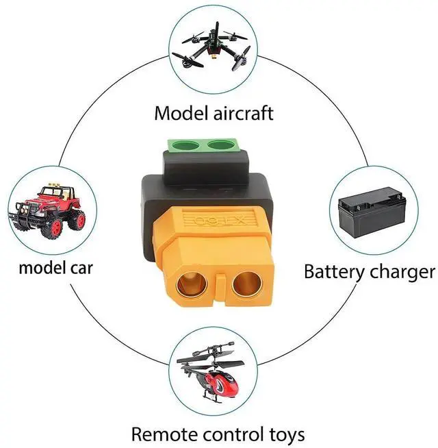 Alt view image 6 of 7 - XT60 Female Fast Charging to Solderless 2Pin Contacts Terminal Female Adapter for DIY OEM Repair Connector