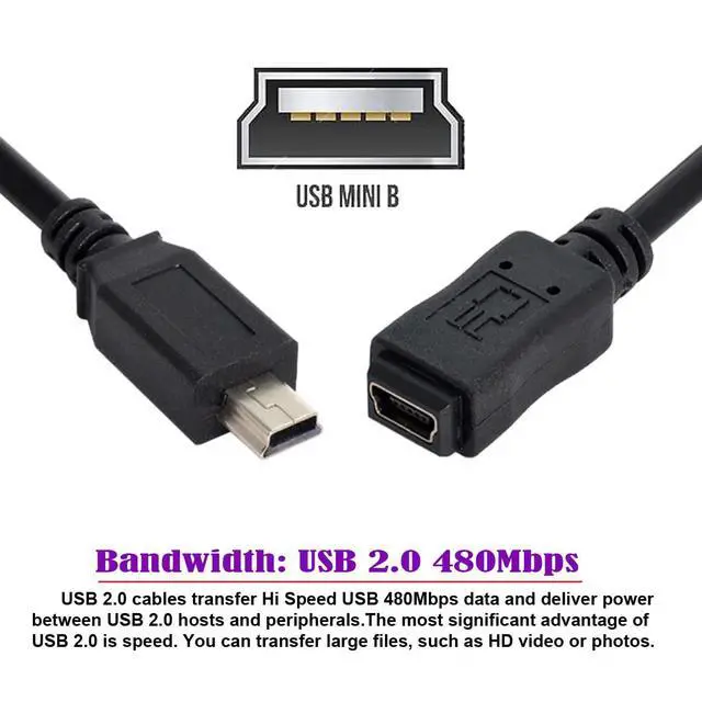 Alt view image 2 of 7 - Hi Speed USB 2.0 5Pin Mini USB Male to Female Extension Adapter Cable 150cm