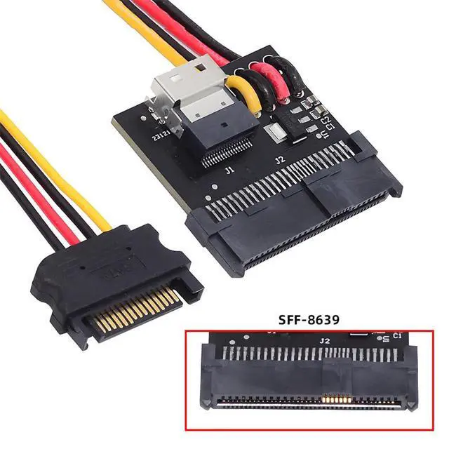 Alt view image 2 of 7 - Slimline SFF-8654 Female Host to NVME PCIe U.2 U.3 SFF-8639 PCI-Express SSD Adapter for Mainboard