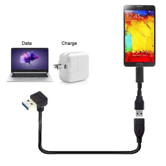 Alt view image 5 of 7 - USB 3.0 Type-A Male to USB 3.0 Type-A Female Extension Cable 20cm 5Gbps 90 Degree (Up Angled)