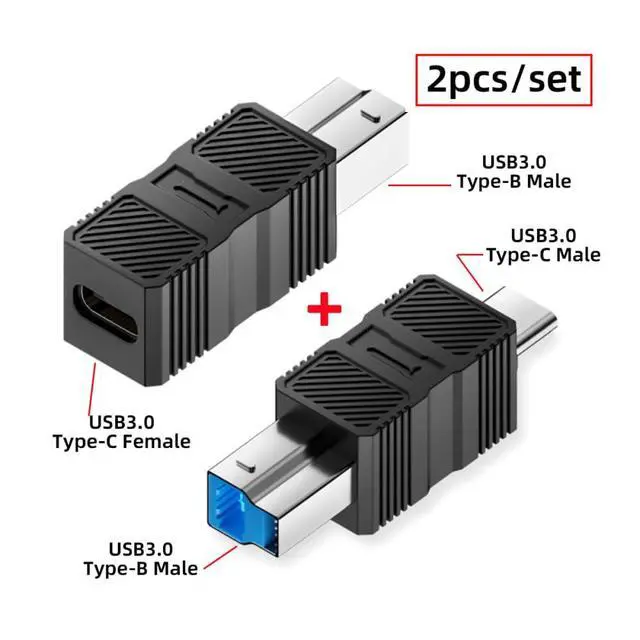 Alt view image 2 of 5 - 2-Pack USB3.0-C Male + Female to USB3.0-B Male Adapter for Disk SSD Camera Data