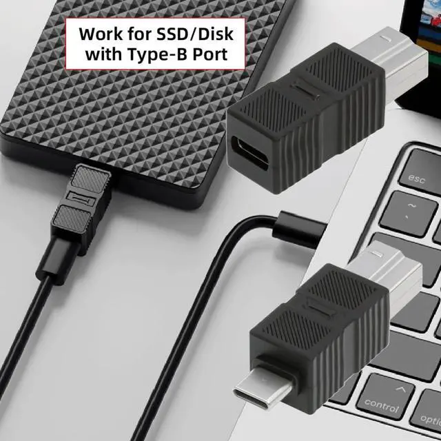 Alt view image 3 of 5 - 2-Pack USB3.0-C Male + Female to USB3.0-B Male Adapter for Disk SSD Camera Data