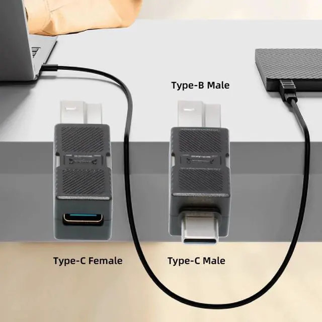 Alt view image 4 of 5 - 2-Pack USB3.0-C Male + Female to USB3.0-B Male Adapter for Disk SSD Camera Data