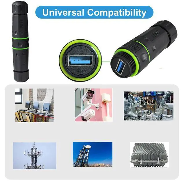 Alt view image 2 of 7 - IP68 Waterproof M20 Locking Type-A USB3.0 5Gbps USB-A Female to USB-A Female Extension Adapter Coupler