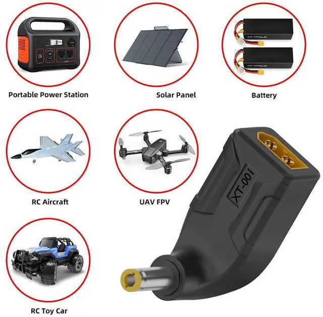 Alt view image 7 of 7 - Adapter XT60 Male SC100 Protocol to DC 5.5x2.5mm Male Fast Charging Angled Vertical Adapter for RC Lipo Battery Quadcopter Multicopter Aeromodelling