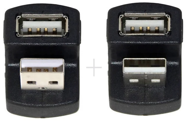 Alt view image 3 of 7 - 1 Set Up & Down Angled USB 2.0 Adapter A Male to Female Extension 180 Degree Black