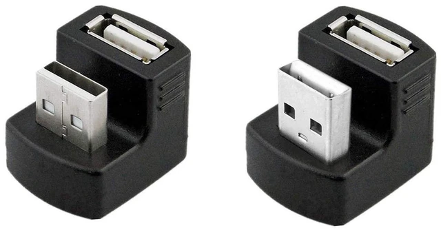 Alt view image 4 of 7 - 1 Set Up & Down Angled USB 2.0 Adapter A Male to Female Extension 180 Degree Black