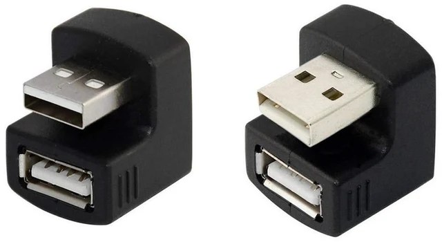 Alt view image 6 of 7 - 1 Set Up & Down Angled USB 2.0 Adapter A Male to Female Extension 180 Degree Black