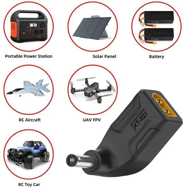 Alt view image 6 of 7 - Adapter XT60 Male SC100 Protocol to DC 5.5x2.1mm Male Fast Charging Angled Vertical Adapter for RC Lipo Battery Quadcopter Multicopter Aeromodelling