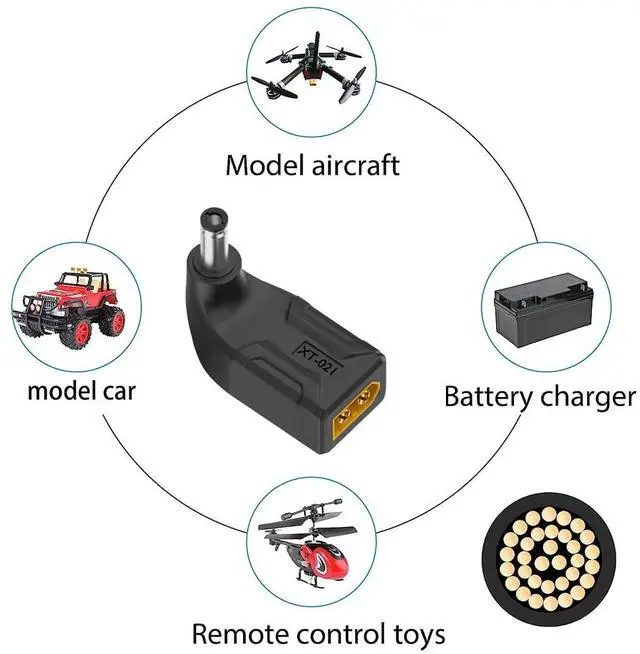 Alt view image 7 of 7 - Adapter XT60 Male SC100 Protocol to DC 5.5x2.1mm Male Fast Charging Angled Vertical Adapter for RC Lipo Battery Quadcopter Multicopter Aeromodelling