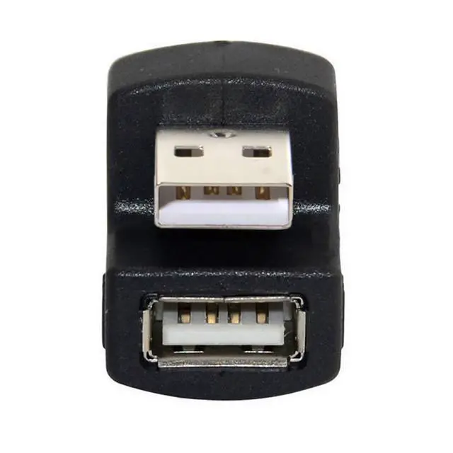 Alt view image 2 of 6 - Down Angled USB 2.0 Adapter A Male to Female Extension 90 180 360 Degree Black