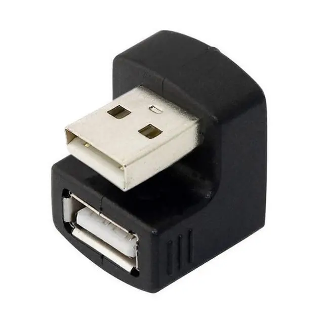 Alt view image 6 of 6 - Down Angled USB 2.0 Adapter A Male to Female Extension 90 180 360 Degree Black