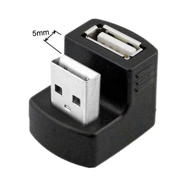 Alt view image 4 of 6 - Down Angled USB 2.0 Adapter A Male to Female Extension 90 180 360 Degree Black