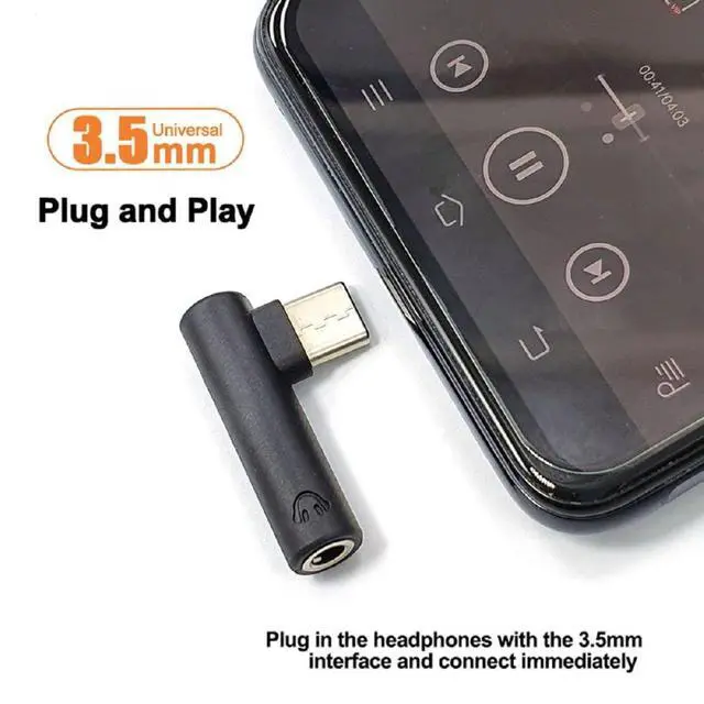 Alt view image 2 of 7 - 5pcs/Set Type-C to 90 Degree Angled 3.5mm Earphone Adapter Type USB-C 3.1 Male to AUX Audio Female