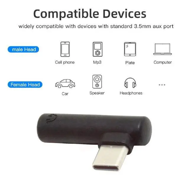 Alt view image 3 of 7 - 5pcs/Set Type-C to 90 Degree Angled 3.5mm Earphone Adapter Type USB-C 3.1 Male to AUX Audio Female