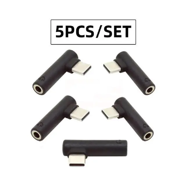 Alt view image 7 of 7 - 5pcs/Set Type-C to 90 Degree Angled 3.5mm Earphone Adapter Type USB-C 3.1 Male to AUX Audio Female