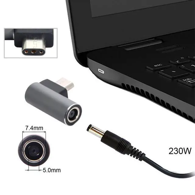 Alt view image 2 of 7 - DC Jack 7.4 * 5.0mm Input to 3Pin Plug Adapter Compatible for Laptop Blade Pro 17 and Blade 15 Model Support 230W/160W Charge Adapter