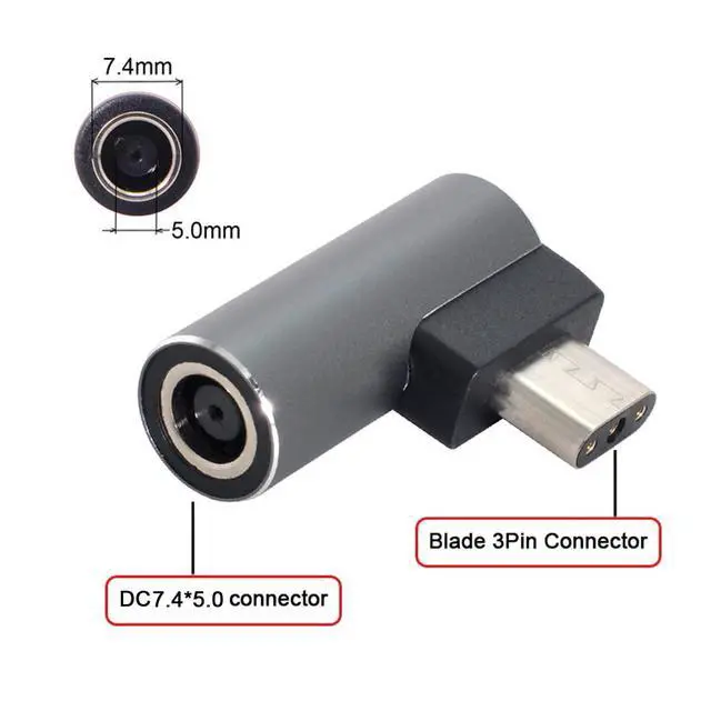 Alt view image 4 of 7 - DC Jack 7.4 * 5.0mm Input to 3Pin Plug Adapter Compatible for Laptop Blade Pro 17 and Blade 15 Model Support 230W/160W Charge Adapter