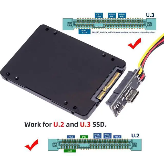 Alt view image 2 of 7 - Oculink SFF-8611 Female SFF-8612 to NVME PCIe U.2 U.3 SFF-8639 PCI-Express SSD Adapter for Mainboard