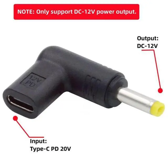 Alt view image 7 of 7 - USB 3.1 Type C USB-C Female to DC 12V 4.0x1.7mm Plug Adapter 90 Degree Angled PD Emulator Trigger