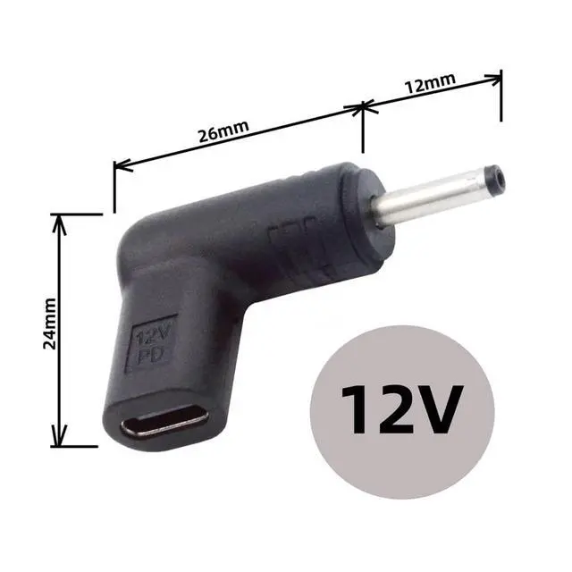 Alt view image 4 of 7 - USB 3.1 Type C USB-C Female to DC 12V 3.0x1.1mm Plug Adapter 90 Degree Angled PD Emulator Trigger