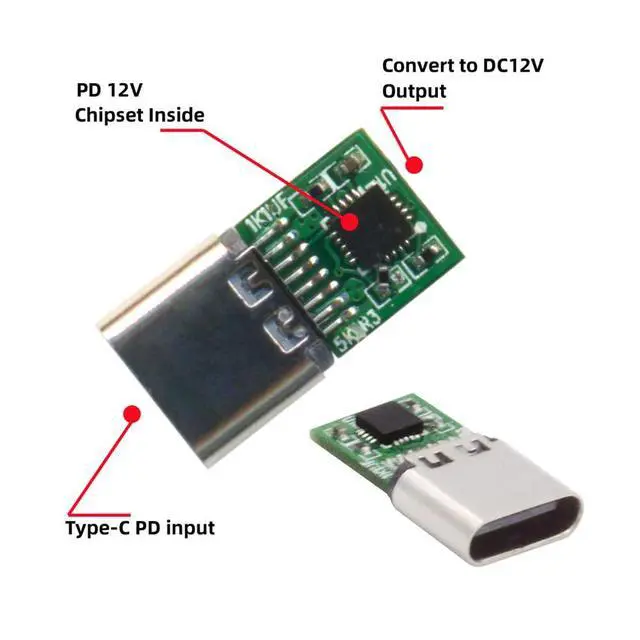 Alt view image 6 of 7 - USB 3.1 Type C USB-C Female to DC 12V 3.0x1.1mm Plug Adapter 90 Degree Angled PD Emulator Trigger